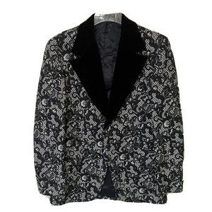 Seno & Sons  Men's Brocade and Velvet Black Tuxedo Tux Dinner Jacket 42L Vintage